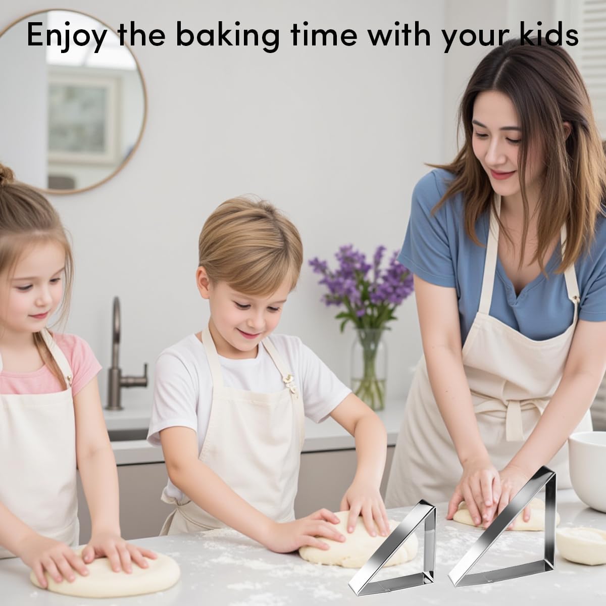 Triangle Cookie Cutter Set 45/90 Degree Stainless Steel Half Square Right Angle Triangle Geometric Frame Plaque Cookie Cutters Shapes Molds - 1 Inch Depth (4 Sizes)