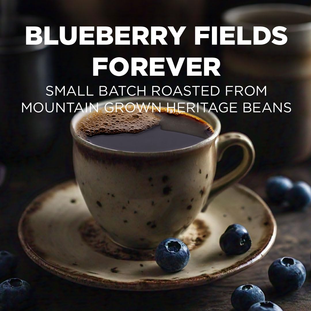 Maud's Blueberry Flavored Coffee Pods, 18 ct, Medium Roast Flavored Coffee in Recyclable Single Serve Pods – 100% Arabica Beans, Compatible with Keurig K Cups Maker