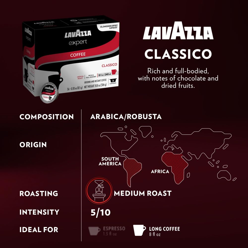 Lavazza Expert Variety Pack, Contains Light, Medium, and Dark Roast Espresso and Coffee Capsules, Compatible with Lavazza Classy Machines (36 Capsules)