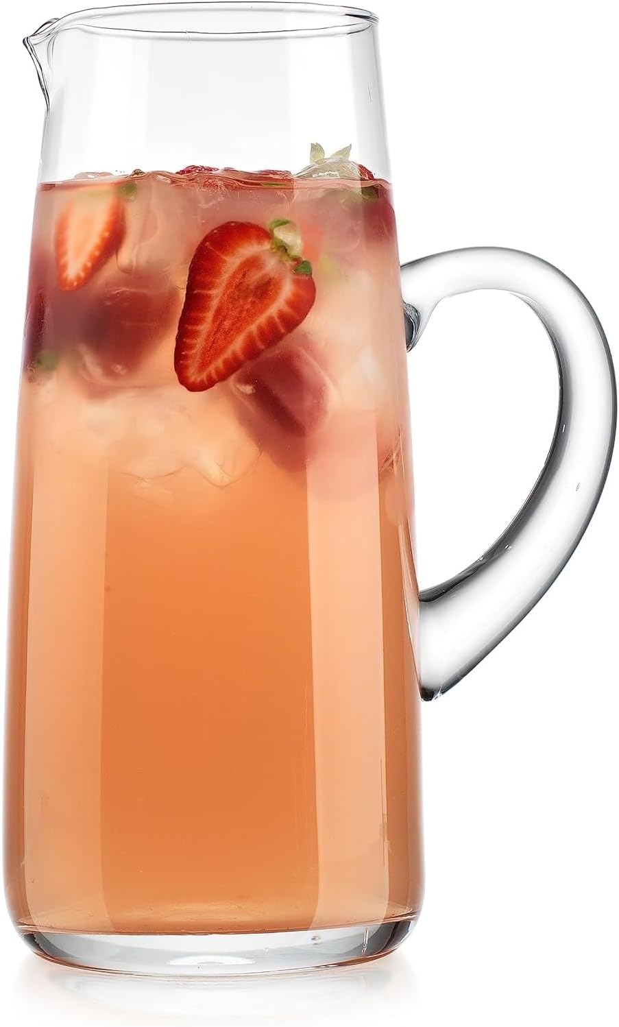 Glass Water Pitcher with Spout – 63 Oz Elegant Serving Carafe for Water, Juice, Sangria, Lemonade, and Cocktails – Clear Glass Beverage Pitcher.