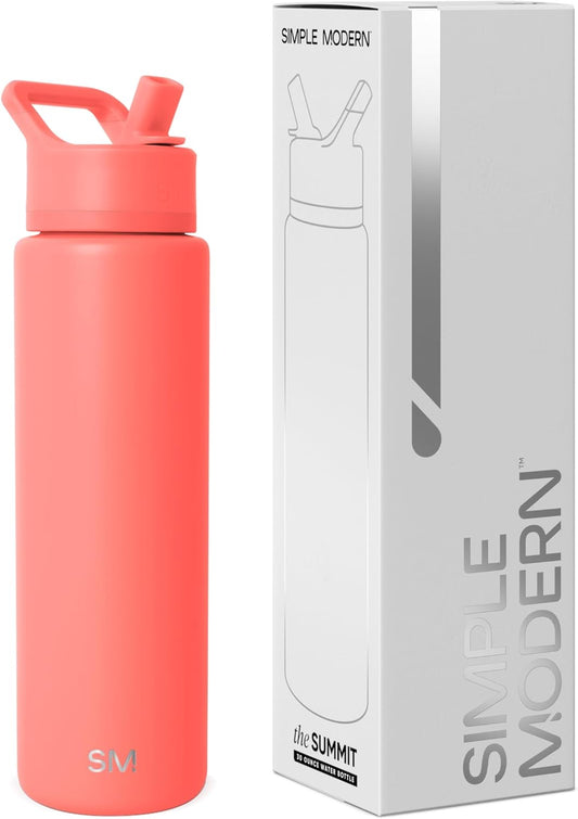 Simple Modern Water Bottle with Straw Lid | Vacuum Insulated Stainless Steel Metal Thermos | Reusable Leak Proof BPA-Free Flask for Sports Gym | Summit Collection | 30oz, Honolulu