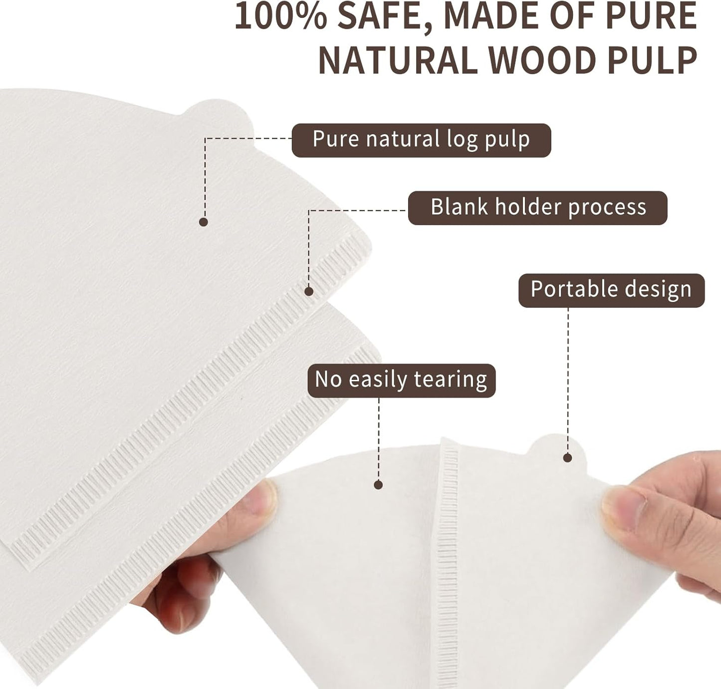 V60 Coffee Filters, 300 Count Size 02 Pour Over Coffee Filter, 1-4 Cups Disposable Cone Paper Coffee Filters 2， Compatible with Conical Shaped Dripper and Drip Coffee Maker (White)