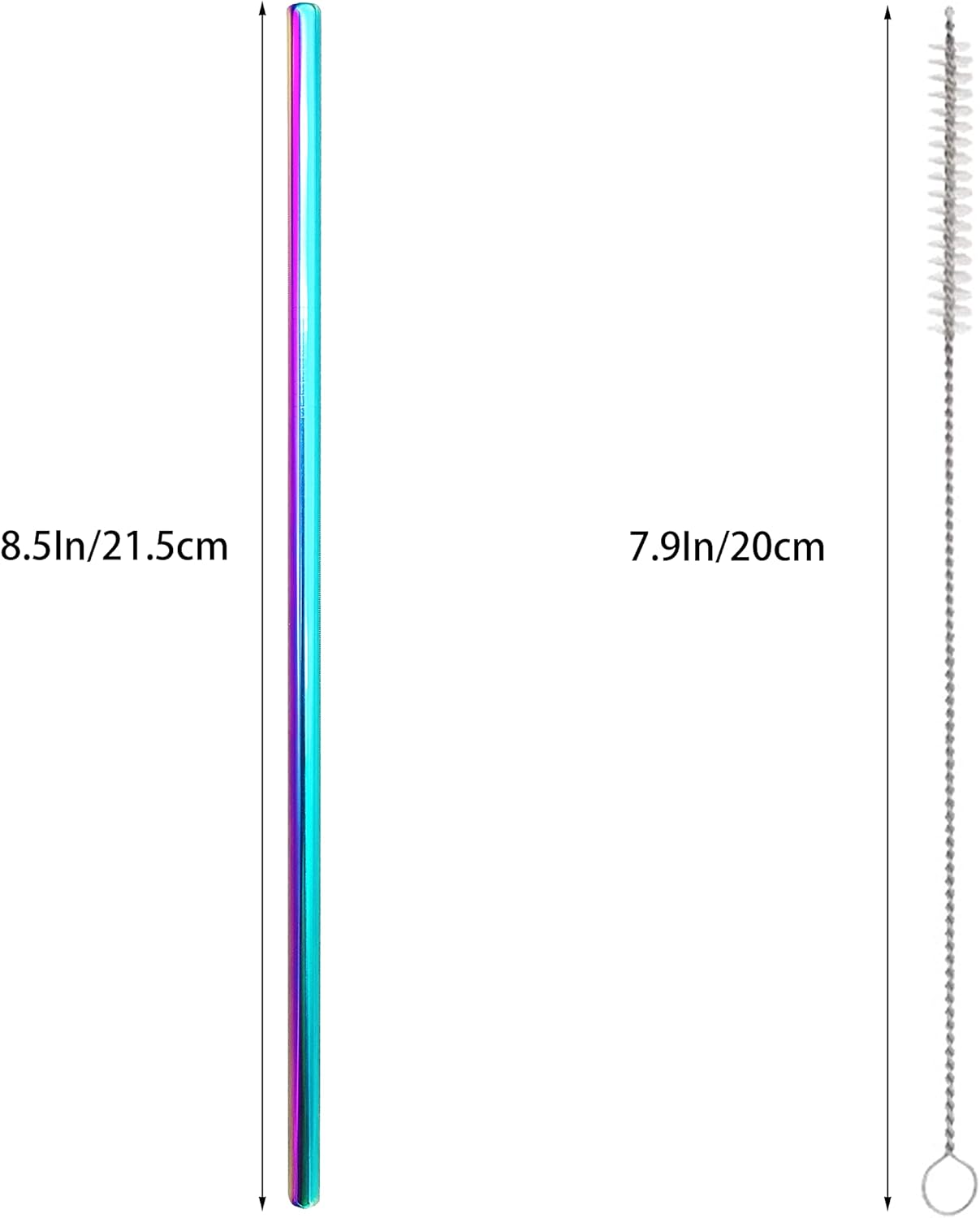 10 Pcs Stainless Steel Straws, Reusable Drinking Straws, Straight Metal Straw Sets with 2 Pcs Cleaning Brushes (8.5 Inch, Colorful)