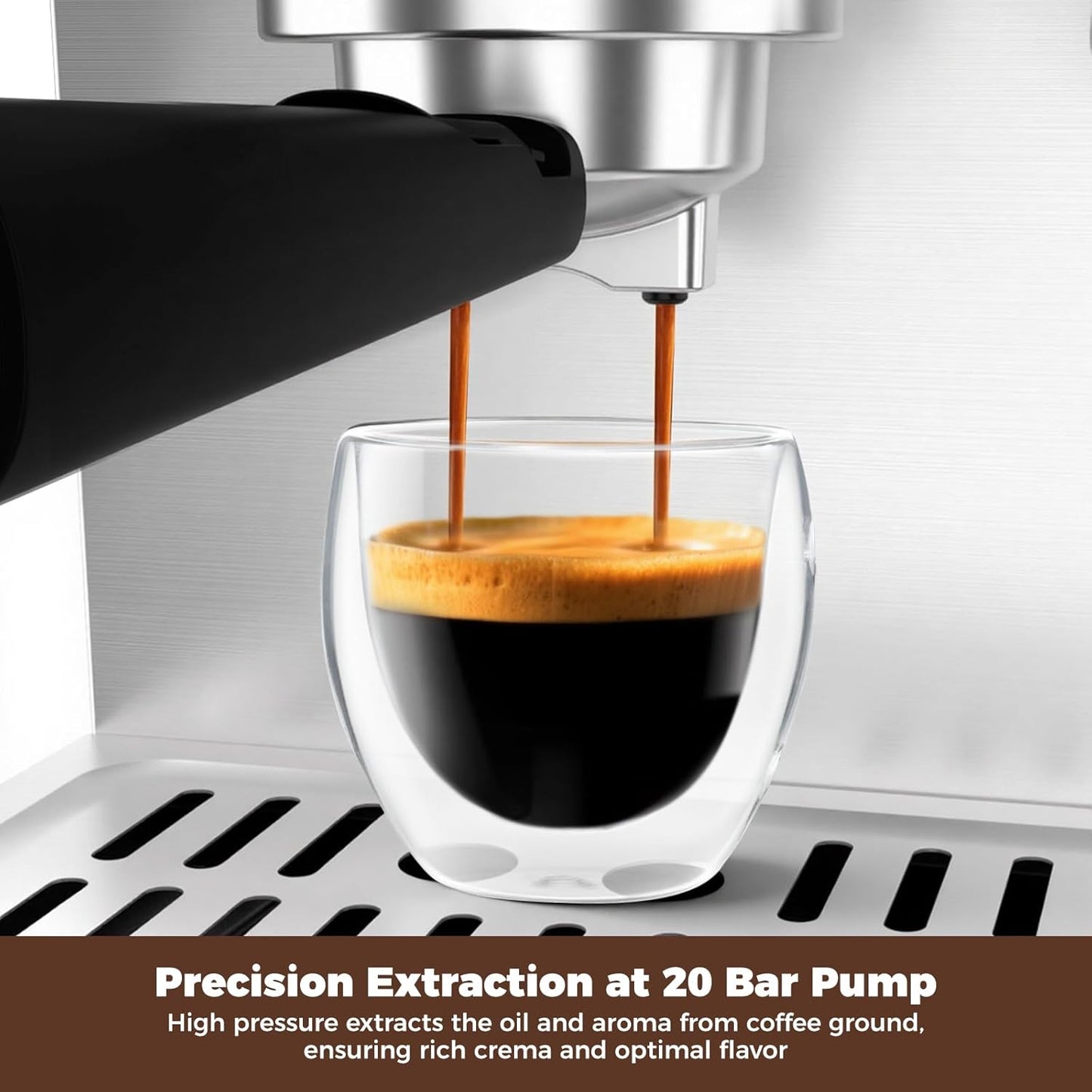 CHULUX Cold Brew Espresso Machine, 20 Bar Stainless Steel Touchscreen Cappuccino & Latte Machine with Steam Wand for Home