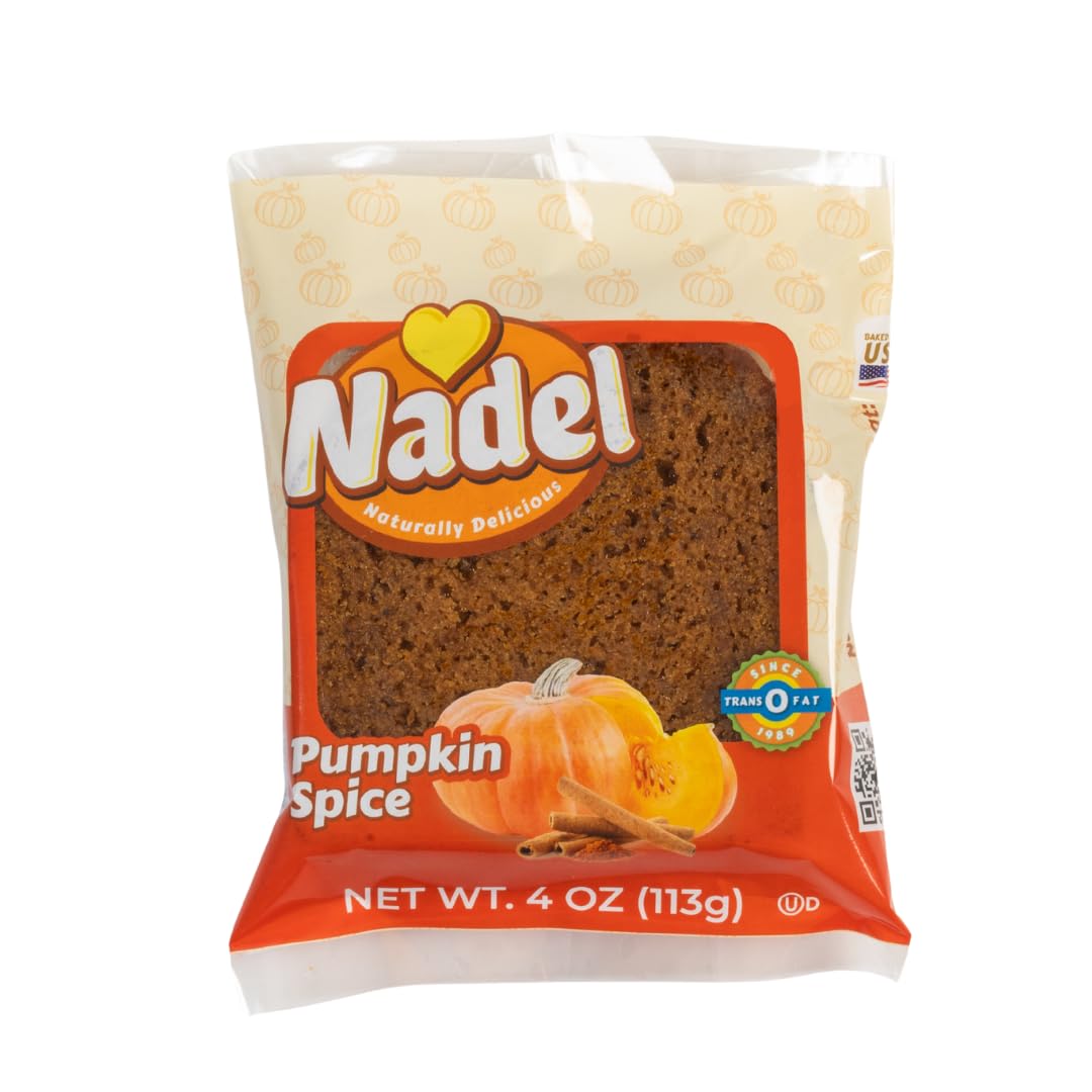 Nadel - NATURALLY DELICIOUS Pumpkin Spice Bread Slices, 16 Pack, Sweet Breads & Cakes breakfast bar, back to school lunch snack.