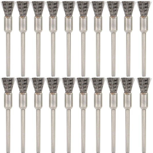 20PCS Wire Brushes - Metal Rust Removal, Polishing, Cleaning - 6mm Diameter, 3mm Shaft - Removes Burrs, Dust, and Oxide Layer - Handles Rough Surfaces - Designed for Industrial and DIY Enthusiasts