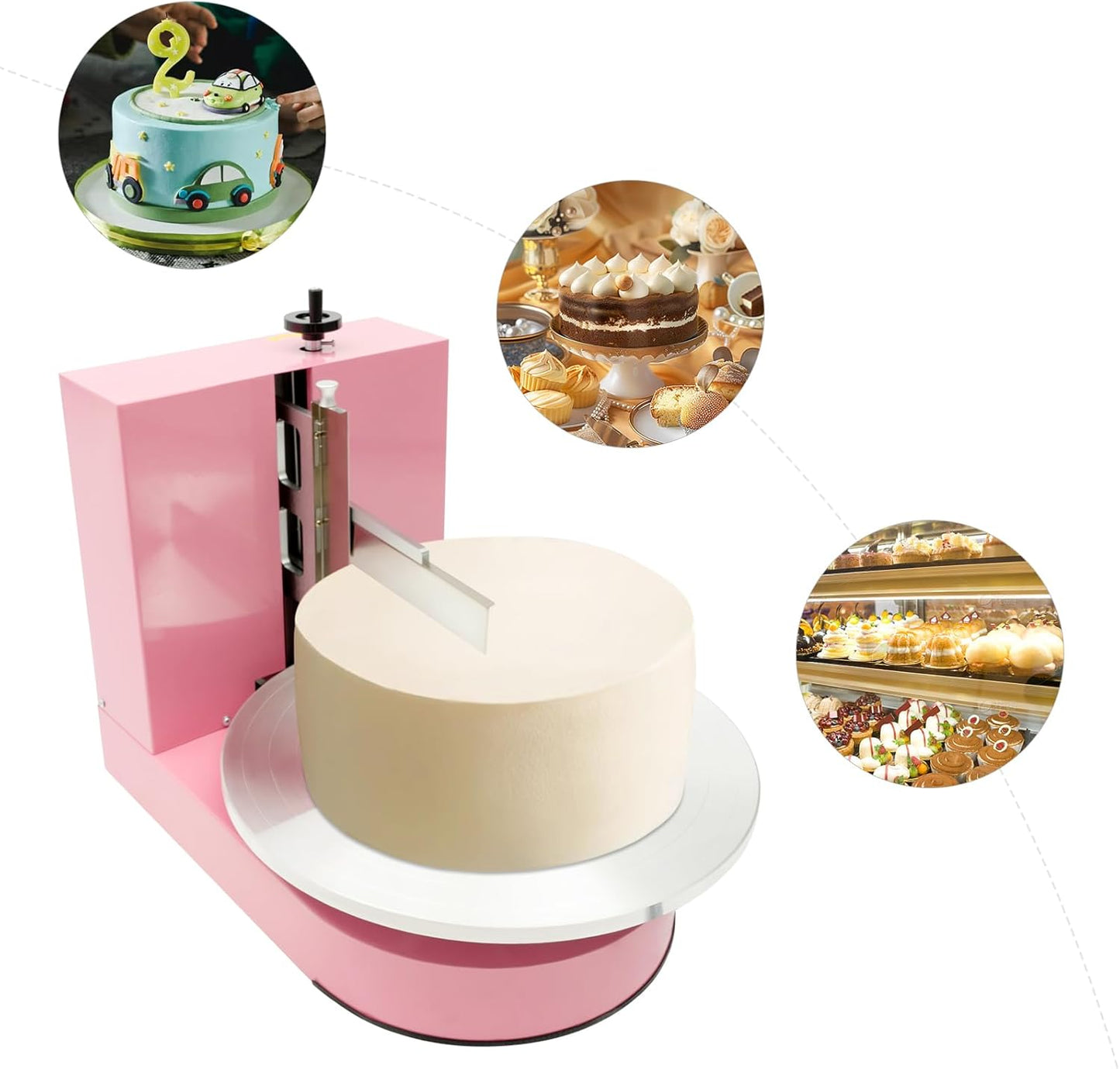 Electric Cake Decorating Machine Cream Coating Spreading Smooth Machine Surface Scraper for 4-16inch Cakes, 0-320RPM Adjustable Rotating Speed