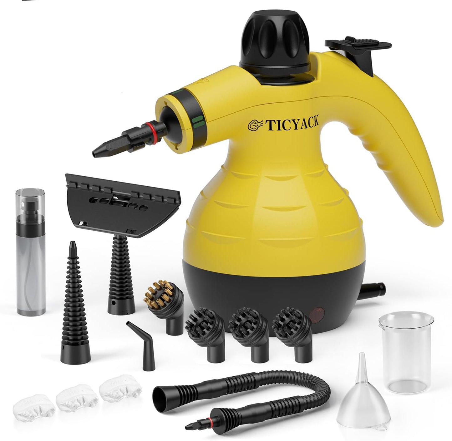 Steam Cleaner, Handheld Steam Cleaner, Steam Cleaner for Home with 16 Accessories and Automatic Steam Switch, Steamer for Cleaning Home, Living Room, Kitchen, Bathroom, Car (Yellow)