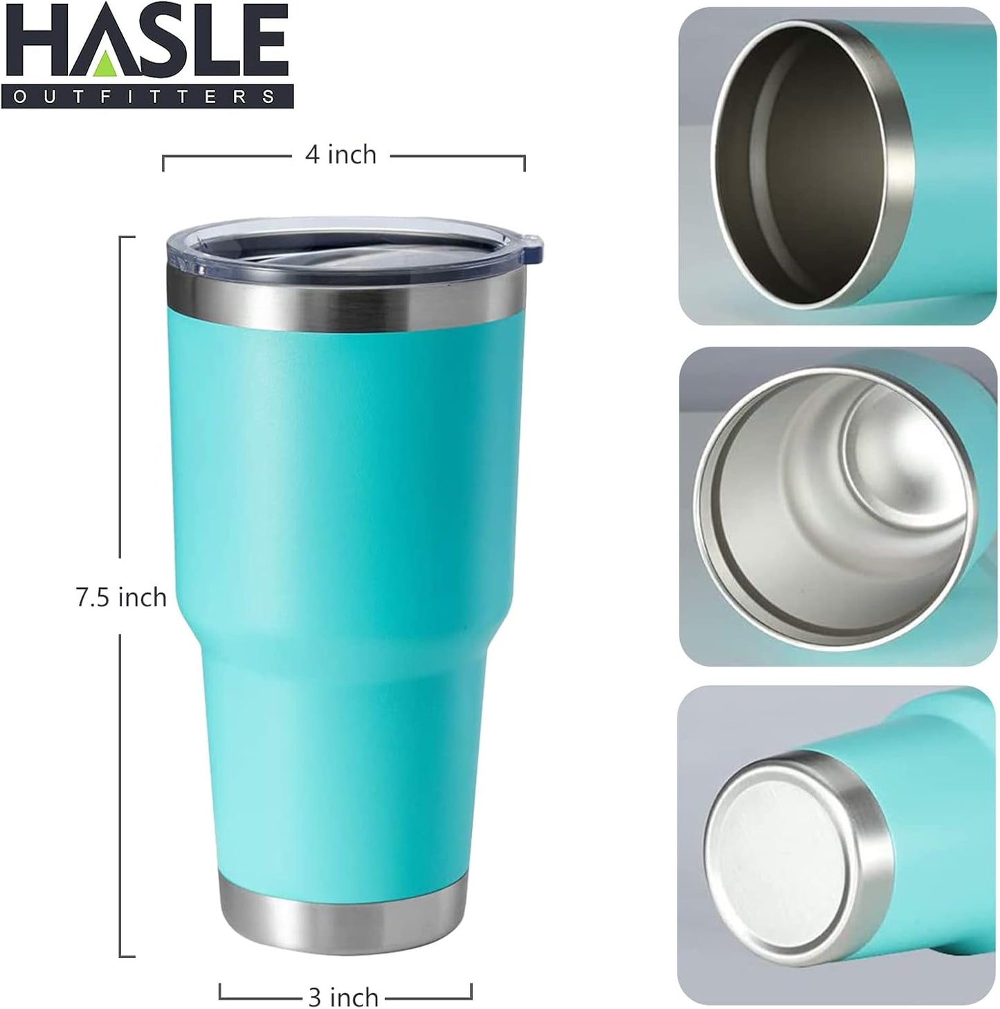 HASLE OUTFITTERS 30oz Stainless Steel Tumbler, Double Wall Vacuum Insulated Travel Mug Tumbler, Durable Insulated Coffee Mug, Gift Box Set (Light Green, 8)