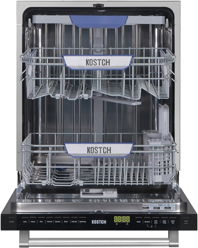 Large Capacity 24 inch Top Control Built-In Dishwasher with Third Rack – ENERGY STAR Certified, 47-dBA Ultra-Quiet, Stainless Steel (Red)