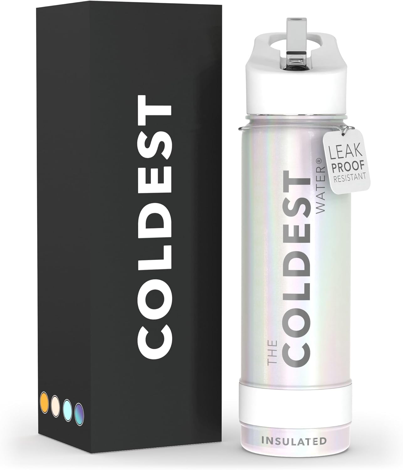 Coldest Insulated Water Bottle with Straw Lid - Stainless Steel Metal Insulated Bottle for Men & Women (Cosmic Ice Glitter, 24 oz)