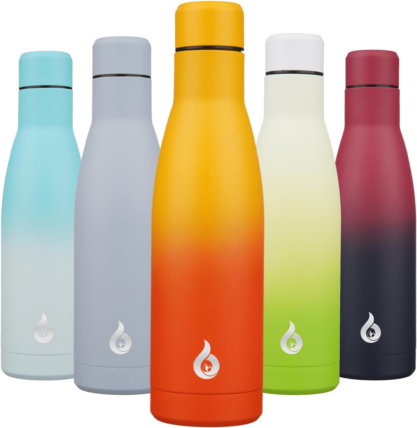 BJPKPK Insulated Water Bottle 17oz Stainless Steel Water Bottles Dishwasher Safe Reusable Metal Thermos Keep Cold and Hot,Sunset Orange