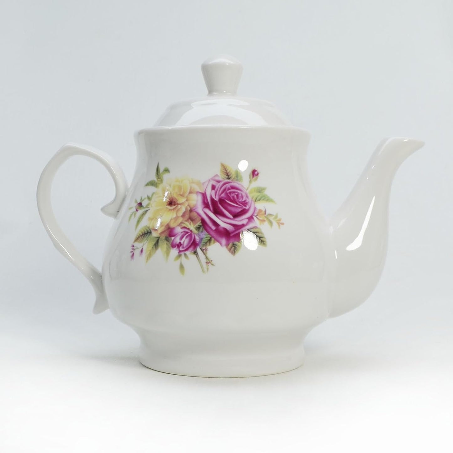 European Style Porcelain Teapot, Coffee Tea Water Pot Vintage Ceramic Kettle (42oz)