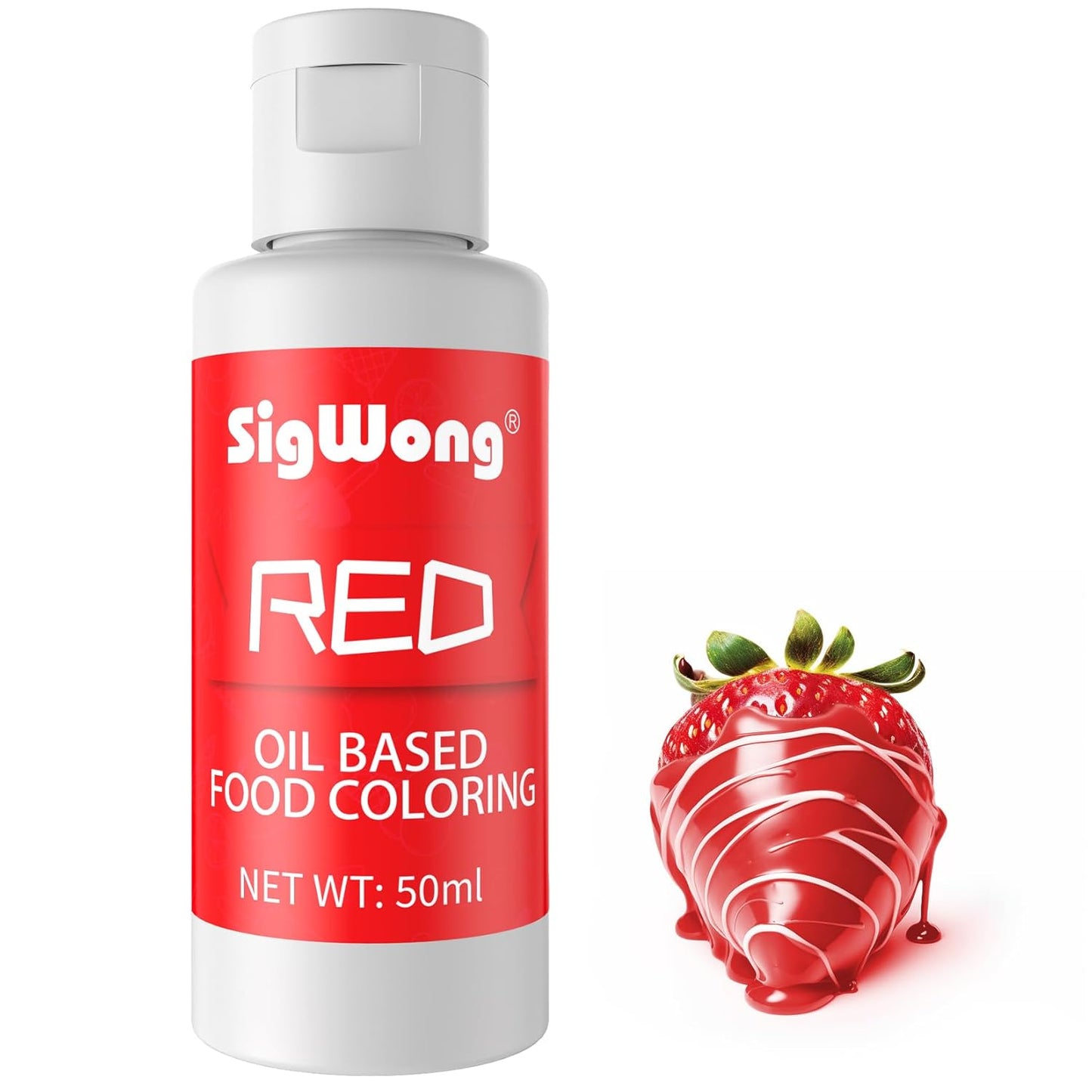 Oil Based Food Coloring for Chocolate - 50ml Red Upgraded Edible Oil Based Food Dye for Cake Decorating, Baking, Candy Melts, Cookie, Icing Frosting, Fondant, Meringues - 1.69 Fl.Oz Bottles