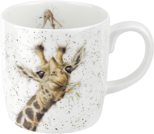 Royal Worcester Wrendale Designs 14 oz Mug, Lofty with Giraffe Illustration - Floral Animal Mug for Cottagecore Kitchens - Microwave, Dishwasher, Freezer Safe Fine Bone China Drinkware