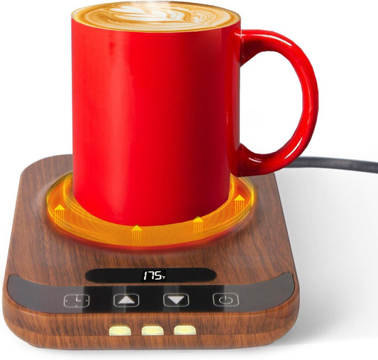 Coffee Mug Warmer, Candle Tank Warmers，Auto Shut Off,9 Temperature Settings and 1-12 Hour Timer to Keep Beverages Like Coffee, Tea, Water, Milk and Cocoa Warm.（Wood）