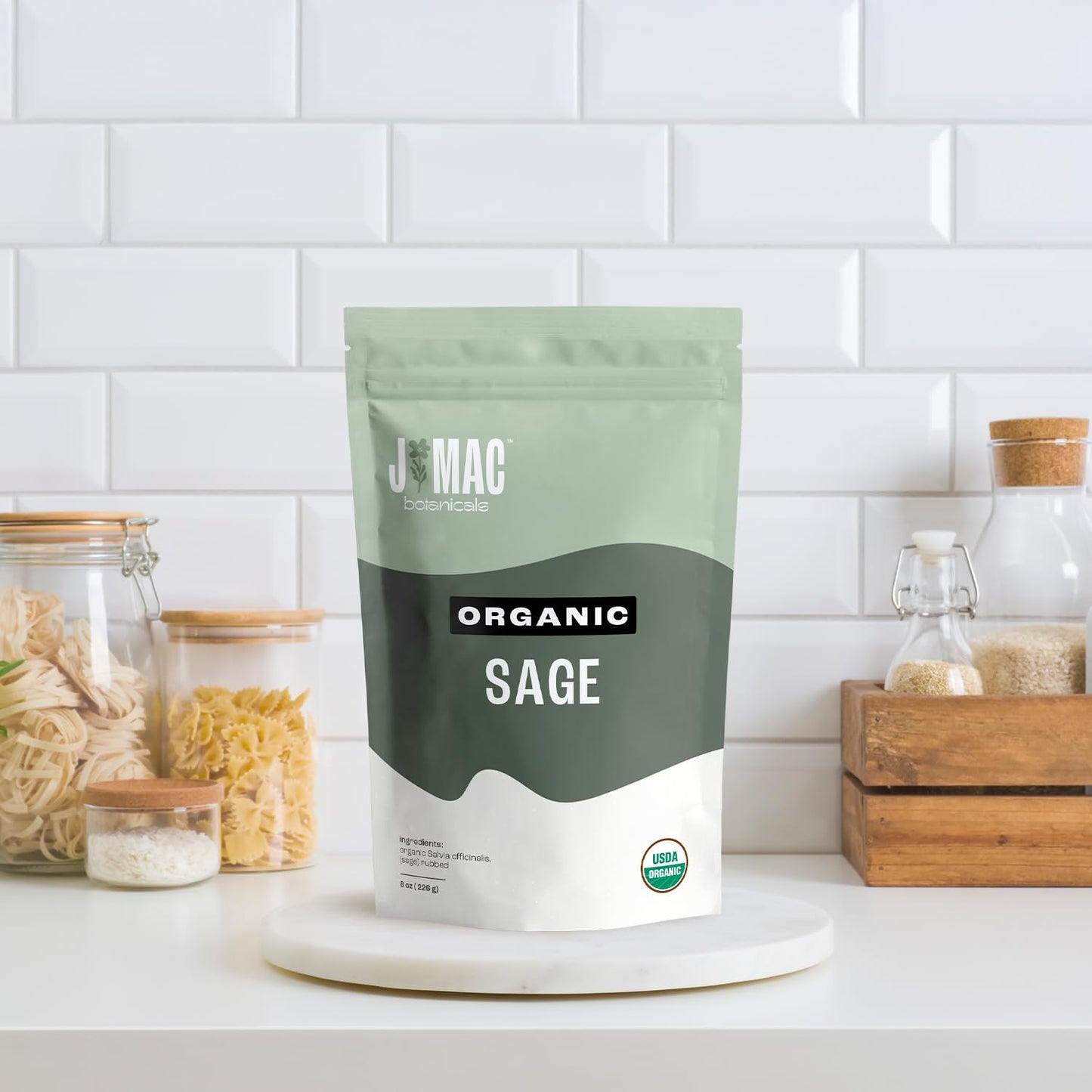 J Mac Botanicals, Organic Rubbed Sage (8 oz), Certified USDA Organic, Dried Rubbed Sage Leaf. Culinary Grade-excellent for sausage making, fresh Albanian harvest