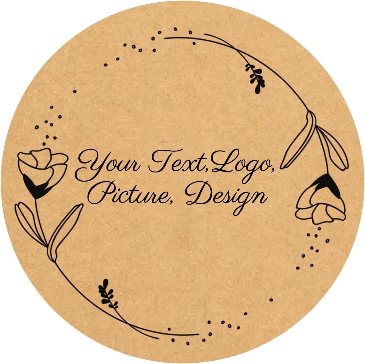 Custom Stickers Kraft Paper Labels Personalized Withe Text, Business Logo Customized Food Jars Labels Bakery Label Sticker Package Favor Canning Circle 100pcs (Style 9)