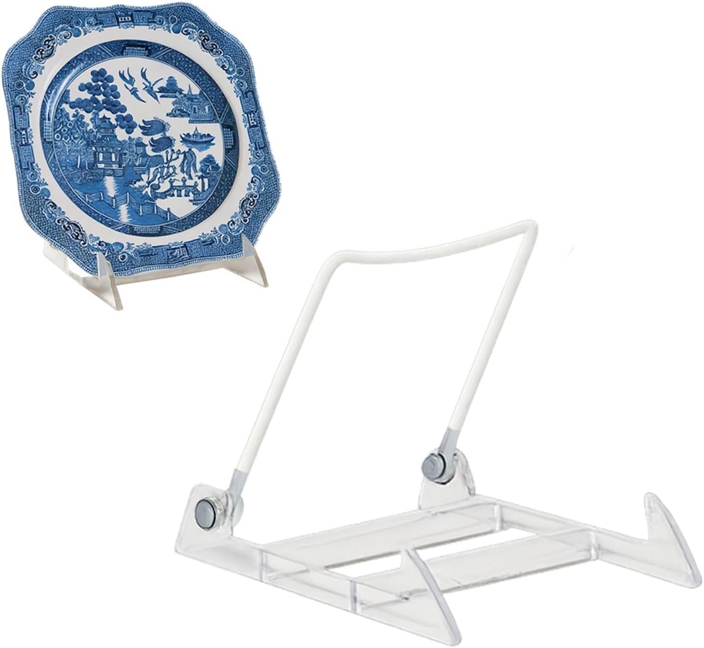 KINGDOM SOLUTIONS MADE IN USA 6-Pack Adjustable Acrylic Easels - Plate Stand - Sturdy Book Stand for Art, Pictures, Plates, Frames - Unique on the Market