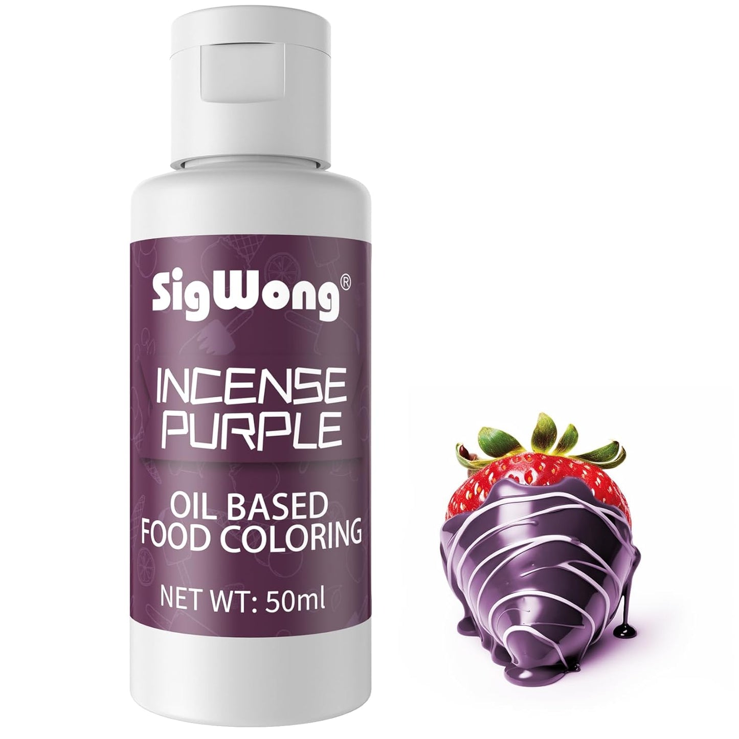 Oil Based Food Coloring for Chocolate - 50ml Incense Purple Upgraded Edible Oil Based Food Dye for Cake Decorating, Baking, Candy Melts, Cookie, Icing Frosting, Fondant, Meringues - 1.69 Fl.Oz Bottles