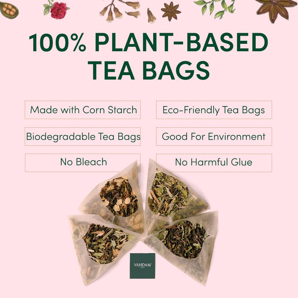 VAHDAM, Assorted Chai Tea Variety Pack (6 Delicious Flavors, 36 Eco Friendly Pyramid Tea Bags) Caffeinated, Gluten Free, Non GMO | Indian Masala Chai Tea Blends | Tea Gift Sets for Men and Women