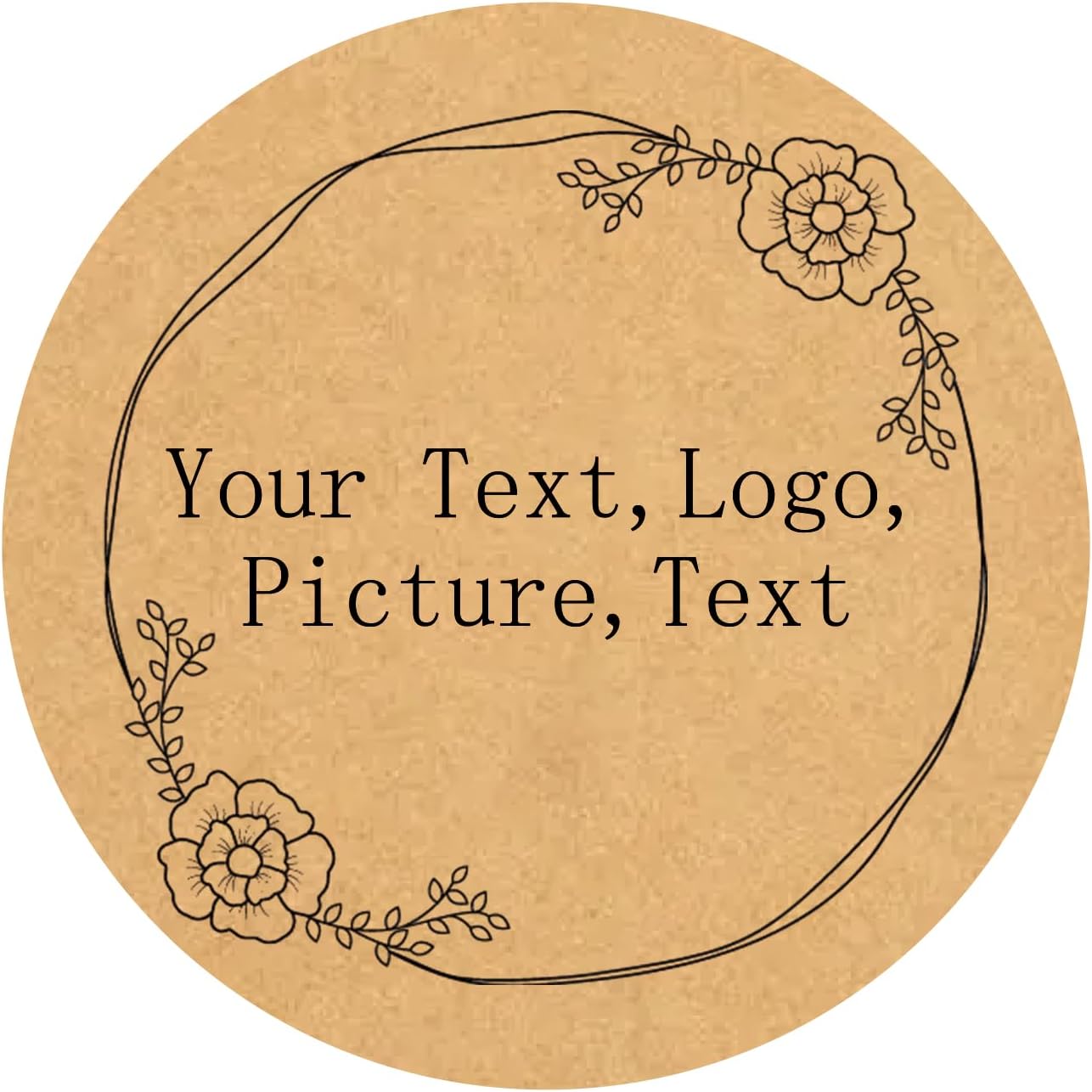 Custom Stickers Kraft Paper Labels Personalized Withe Text, Business Logo Customized Food Jars Labels Bakery Label Sticker Package Favor Canning Circle 100pcs (Style 13)