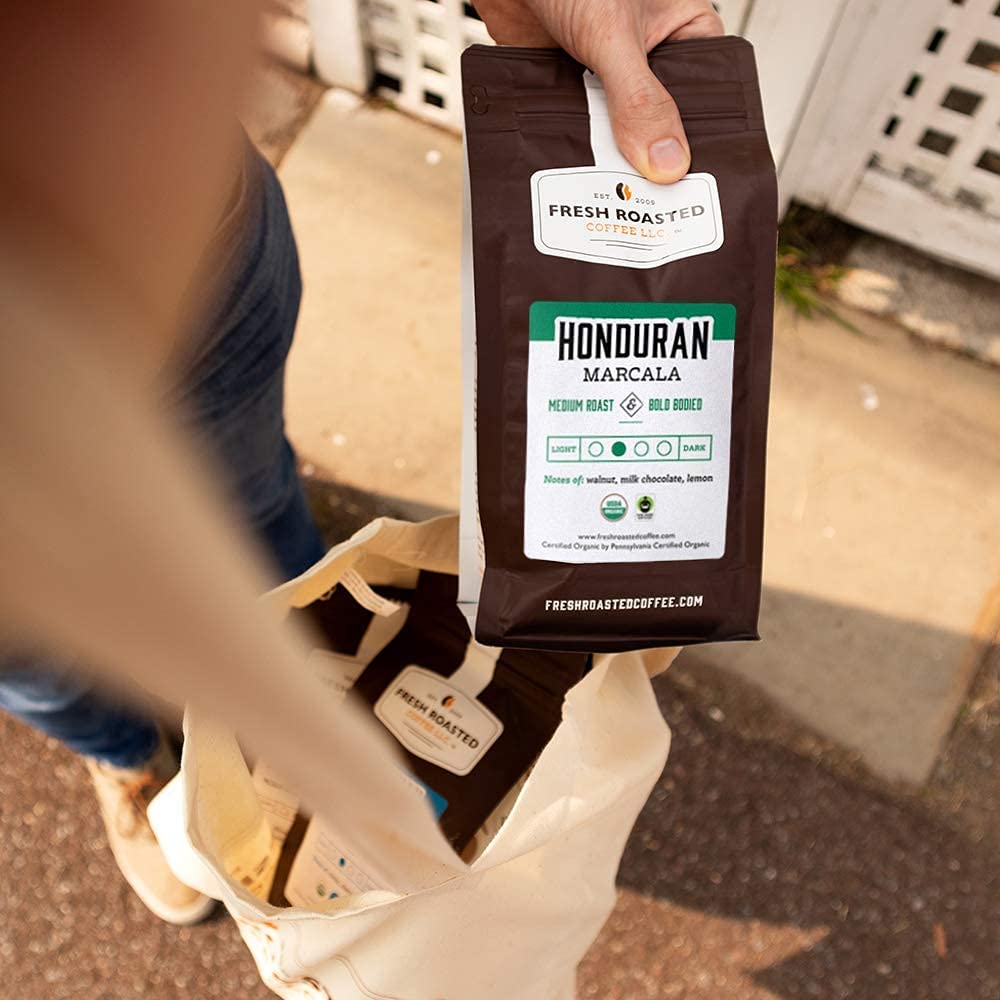 Fresh Roasted Coffee, Organic Honduran Marcala | USDA Organic, 100% Single Origin, Kosher | Medium Roast 12 oz Ground