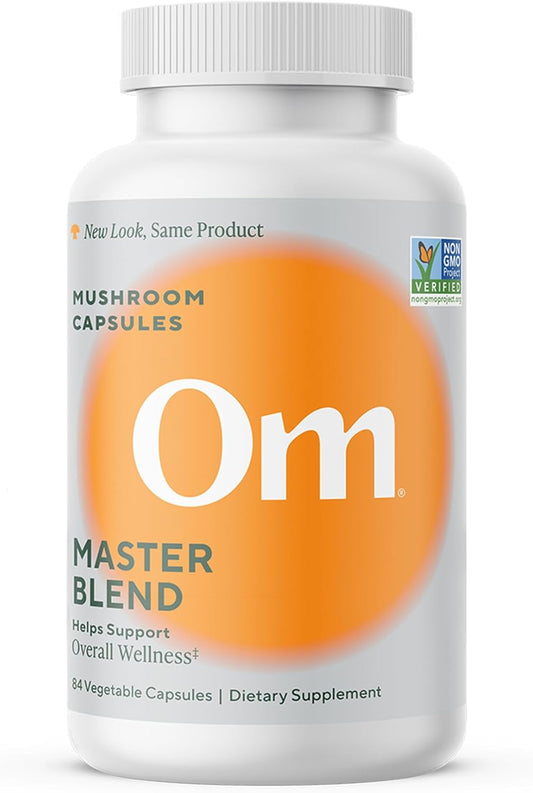 Om Master Blend Mushroom Capsules - Organic Mushroom Supplement with 10 Mushrooms and Ashwagandha – Support Immunity, Gut Health & Stress Relief, 84 Count (28 Servings)