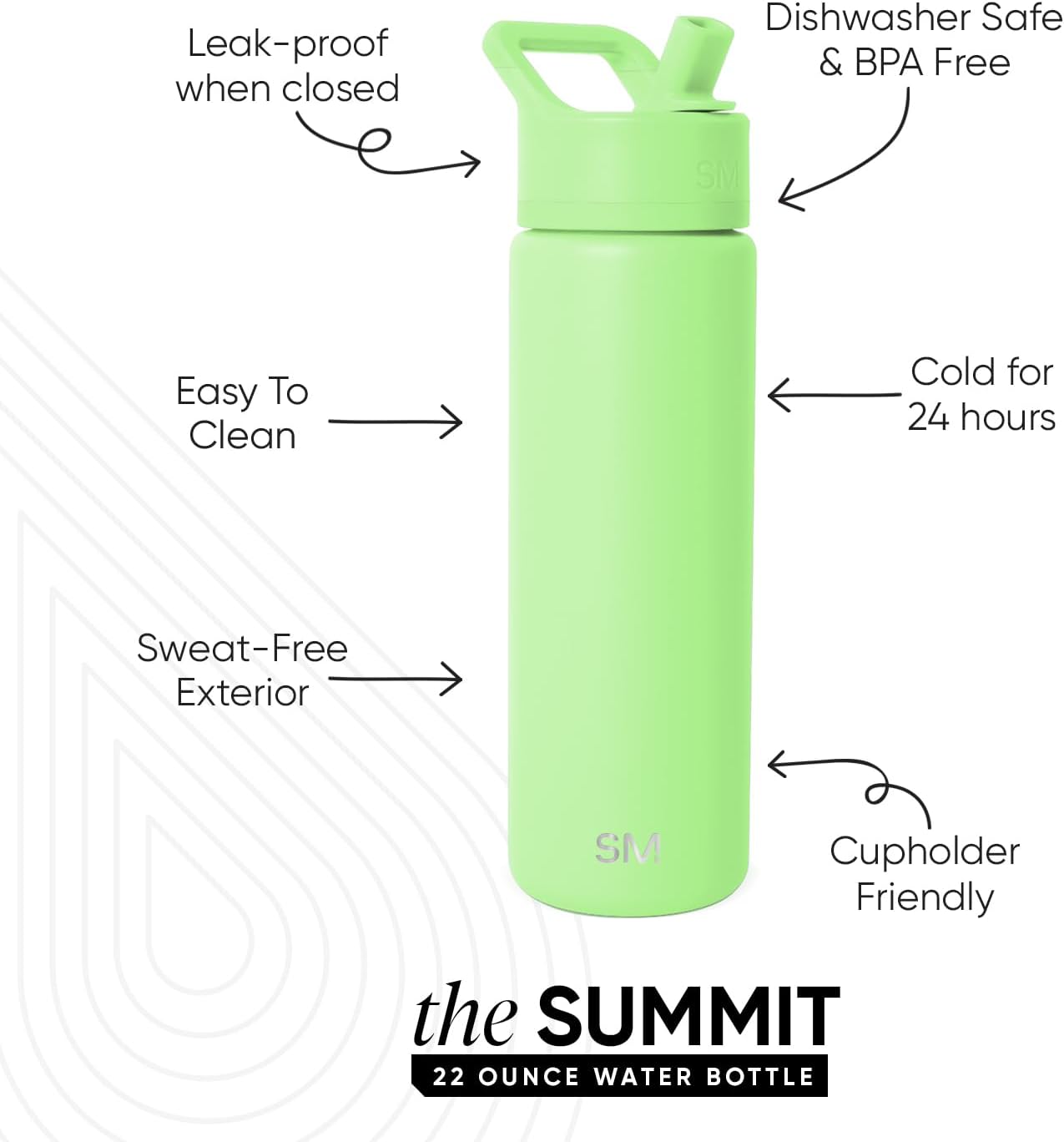 Simple Modern Summit Water Bottle with Straw Lid | Vacuum Insulated Stainless Steel | Leak Proof BPA-Free Cup for Travel, School, Sports | 22oz, Baja
