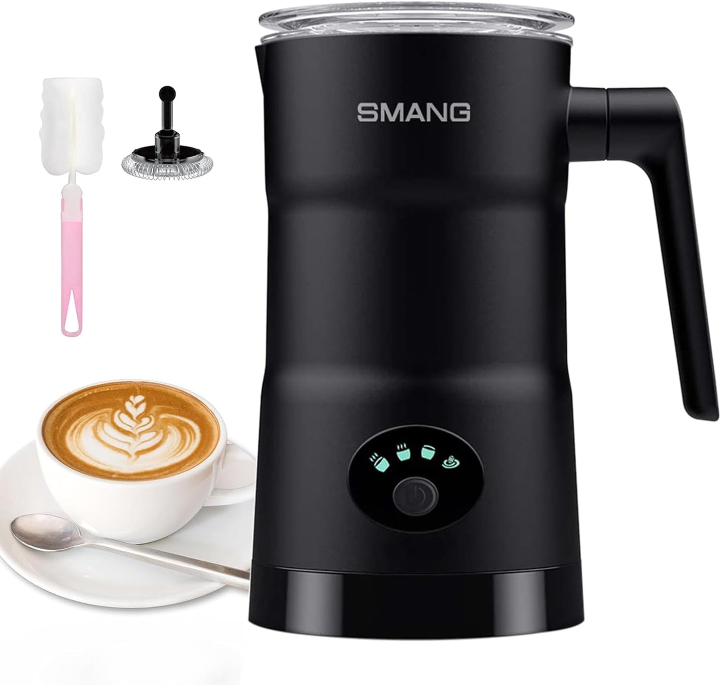 Electric Milk Frother, 4 in 1 Milk Steamer, 11.8oz/350ml Automatic Warm and Cold Foam Maker, Milk Warmer for Latte, Cappuccinos, Macchiato, Hot Chocolate, Coffee, Matte Black