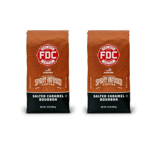 Fire Department Coffee - Salted Caramel Bourbon Coffee - Veteran Owned - Premium Bourbon Infused - Ground Medium Roast - Non-Alcoholic - Roasted in the USA - Veteran Owned (12 oz, Pack of 2)