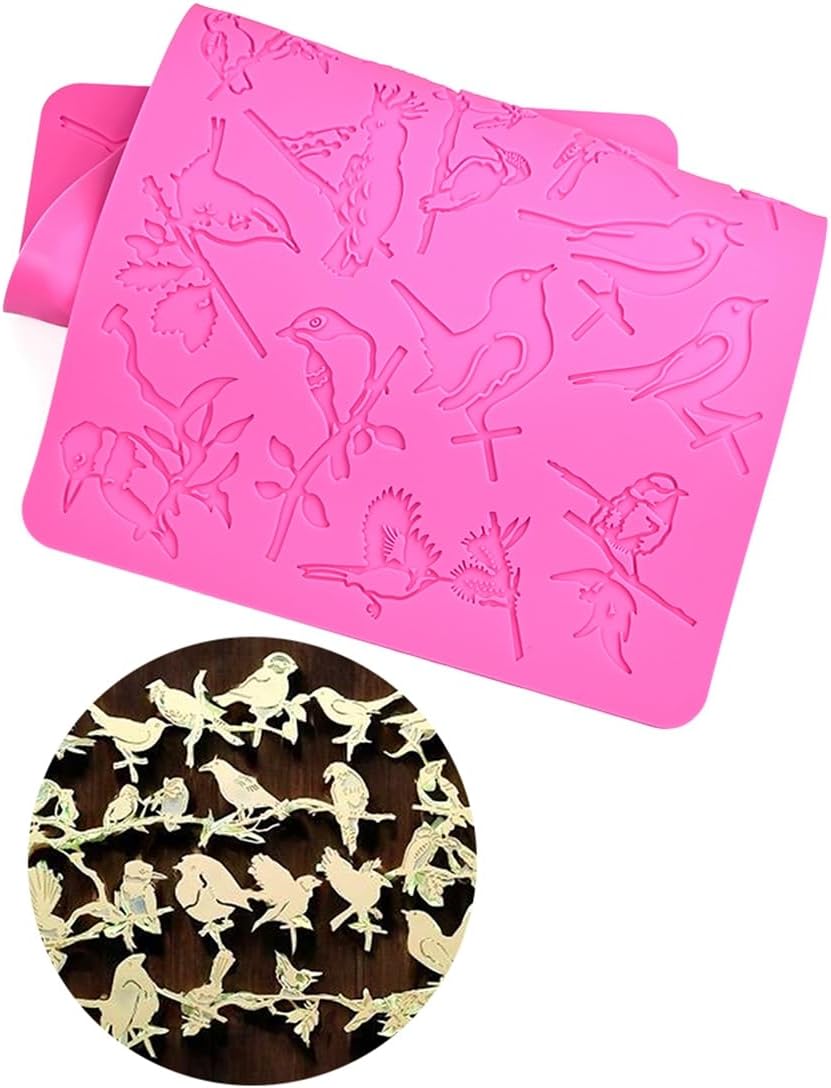 mostsom Silicone Mold 3D Hollow Out Lace Mold Kitchen Lace Emboss Mat Magpie Bird Silicone Fondant Cake Decorating Chocolate Sugarcraft Moulds (A_ Magpie Bird)