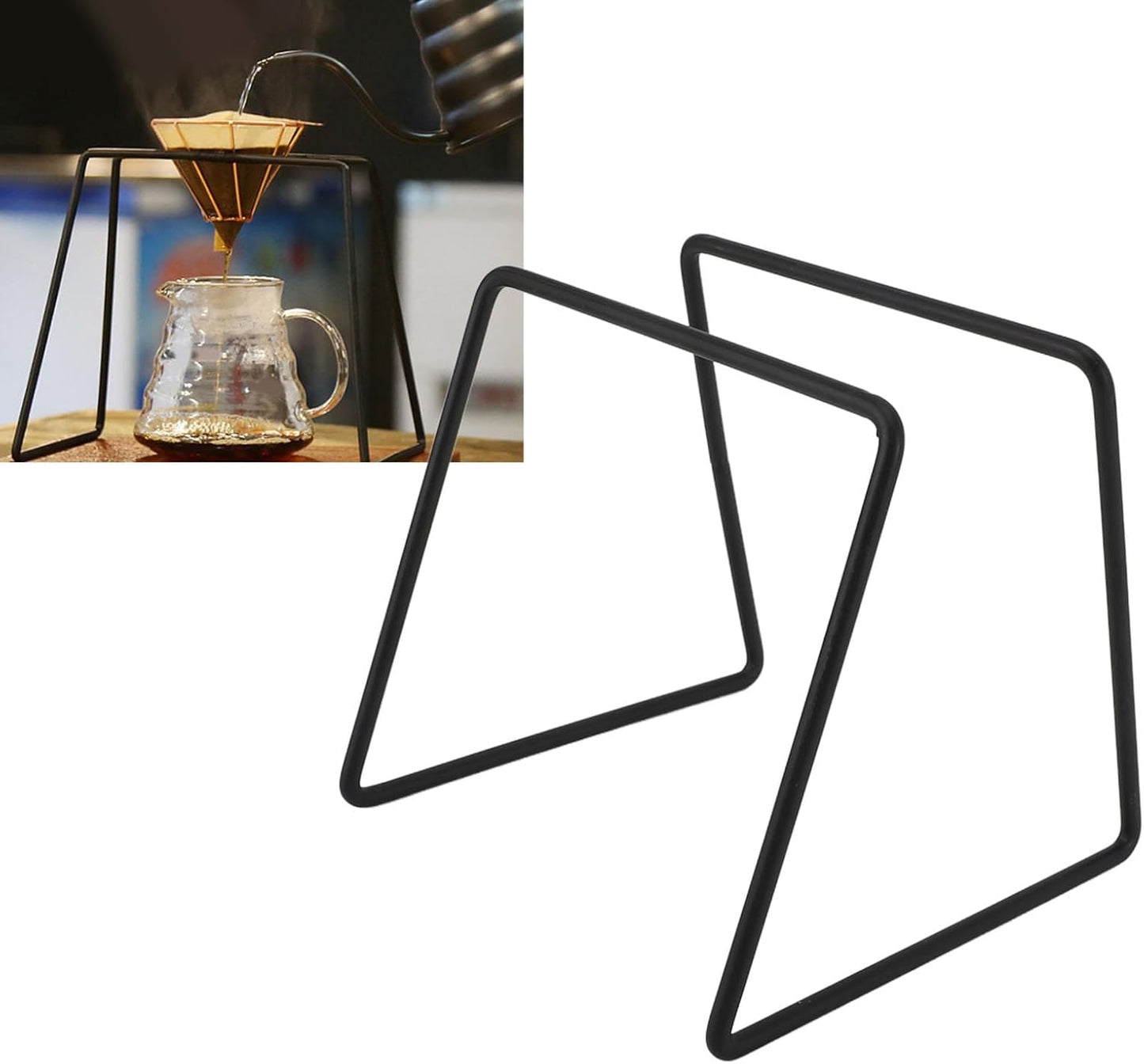 Pour Over Coffee Maker, Metal Coffee Dripper Stand Pour Over Coffee Stand Coffee Filter Paper Holder Set, Filter Cup Holder for Home Office Coffee Enthusiasts And Beginner (Black)