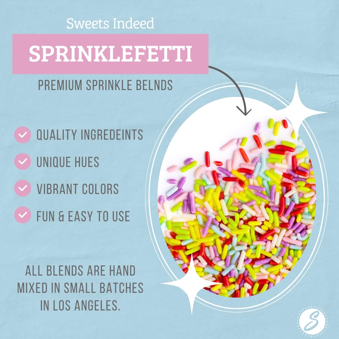 Sweets Indeed Sprinkles, Natural Rainbow Edible Sprinkle Mix, Perfect for Cake Decorations, Baking, Ice Cream, Cookies, Cupcake Topper, 3.95 ounces