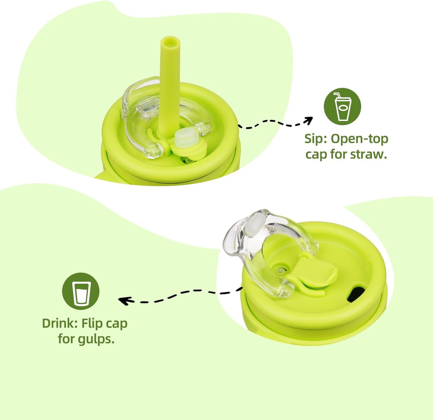 14 oz Tumbler with Side Handle, Insulated Water Bottle with Straw and 2 in 1 Lid, Stainless Steel Cup Travel Coffee Mug for Sports Office Gym,Green