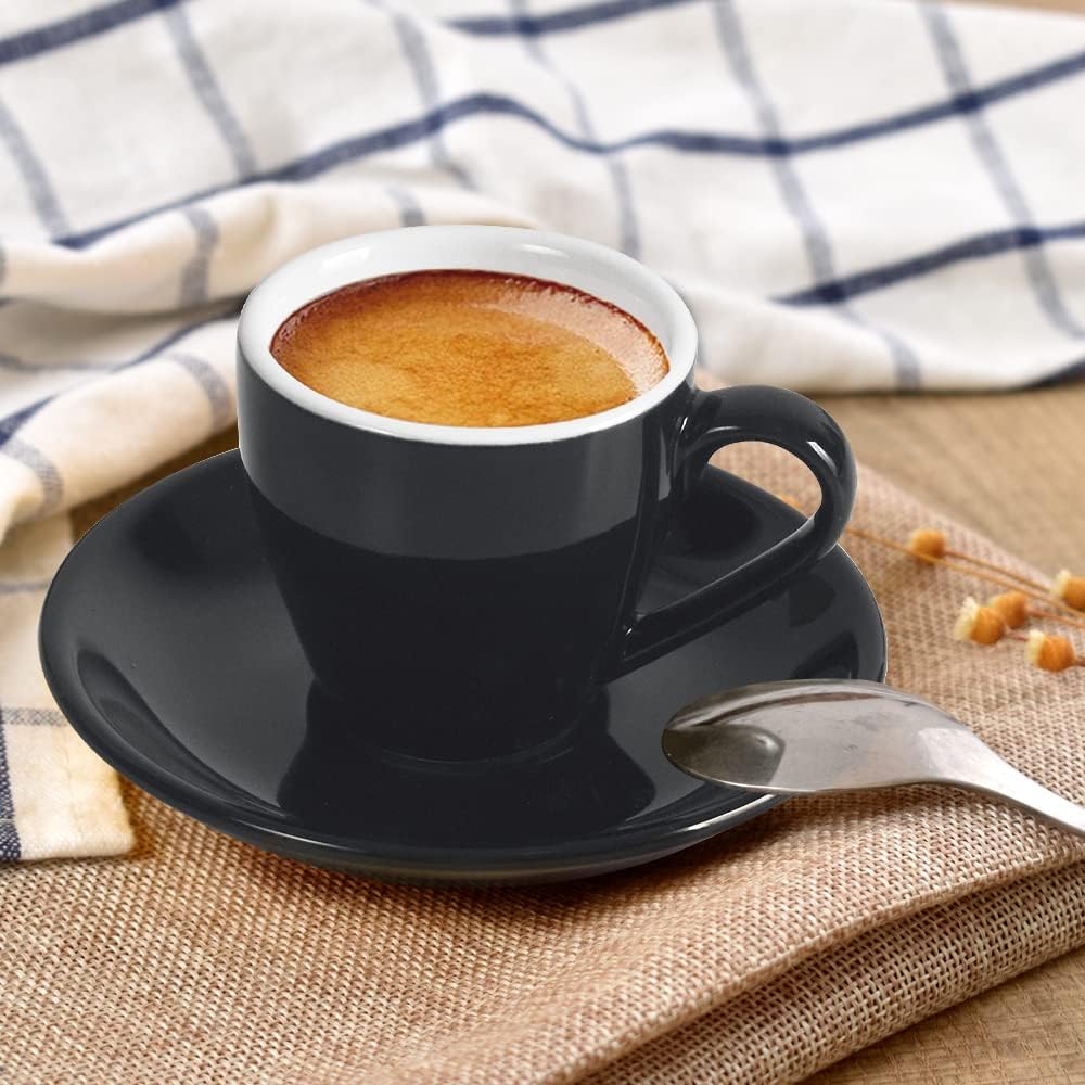 Porcelain Espresso Cup with Saucer, Espresso shot Cup, 80ml/2.7Oz, Black…