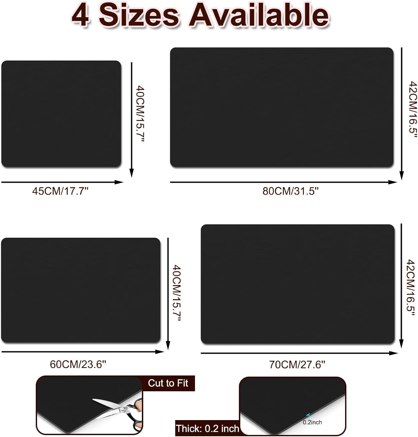 Coffee Mat, 16.5’’ X 31.5’’ Absorbent Dish Drying Mat for Kitchen Counter, Coffee Bar Mats for Espresso Machine Station, Hides Stains, Rubber Backed Dish Drying Pad, Black