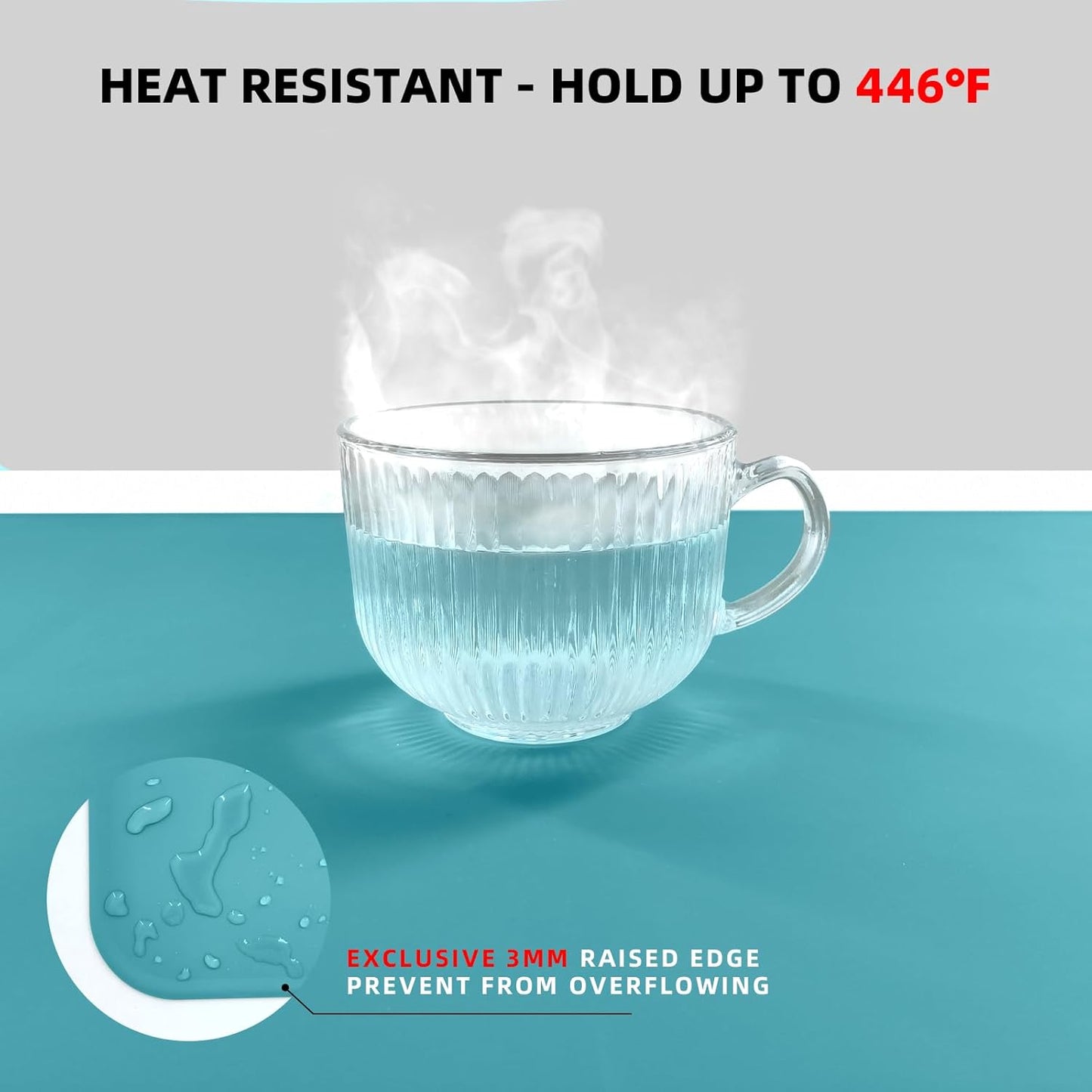 KVK 43.3×25.6in Silicone Mats for Kitchen Counter - Extra Large Silicone Mat Heat Resistant - Glossy Bottom Non Slip - Universal Painting Craft Resin Mat Table Countertop Protector, Camel