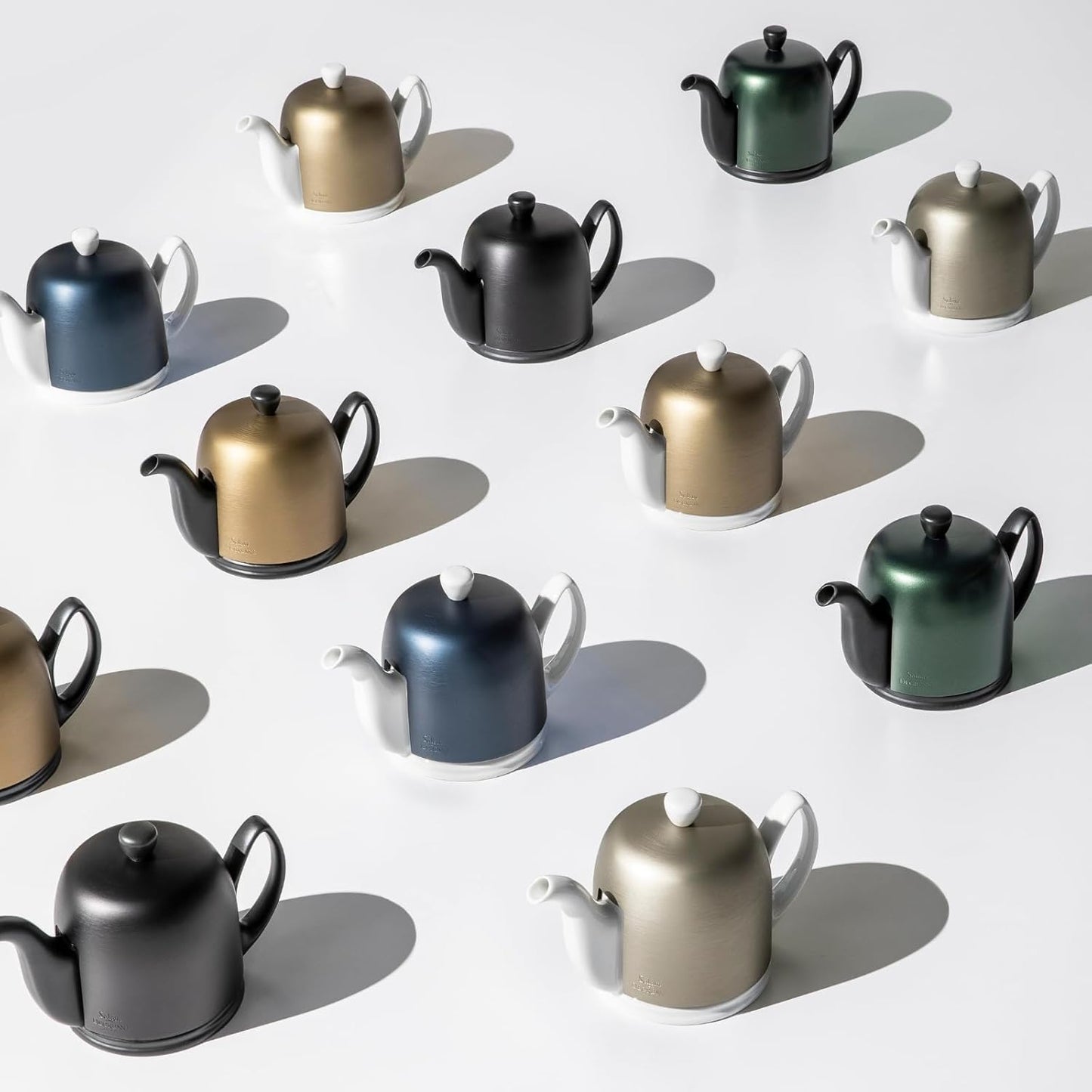 Salam Luxury French Tea Pot - Porcelain Teapot with Blue Aluminum Cover, Ceramic Tea Kettle for Loose Tea, Removable Infuser, 4 Cup Capacity, 24oz - Colbalt Blue