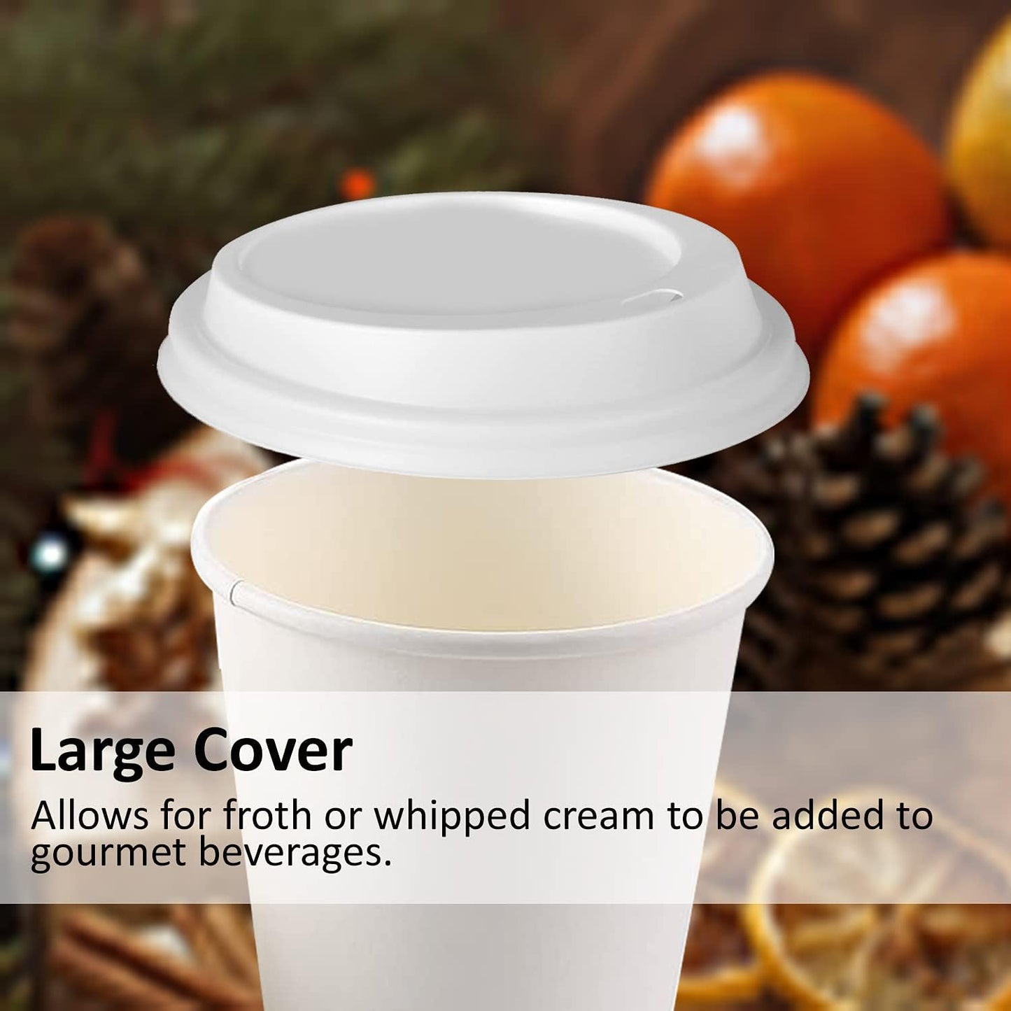 Smygoods Coffee Cup Lids, Dome Lid for 10/24 Ounce cups, Paper cups, White, 50 Count [No Cups Included]