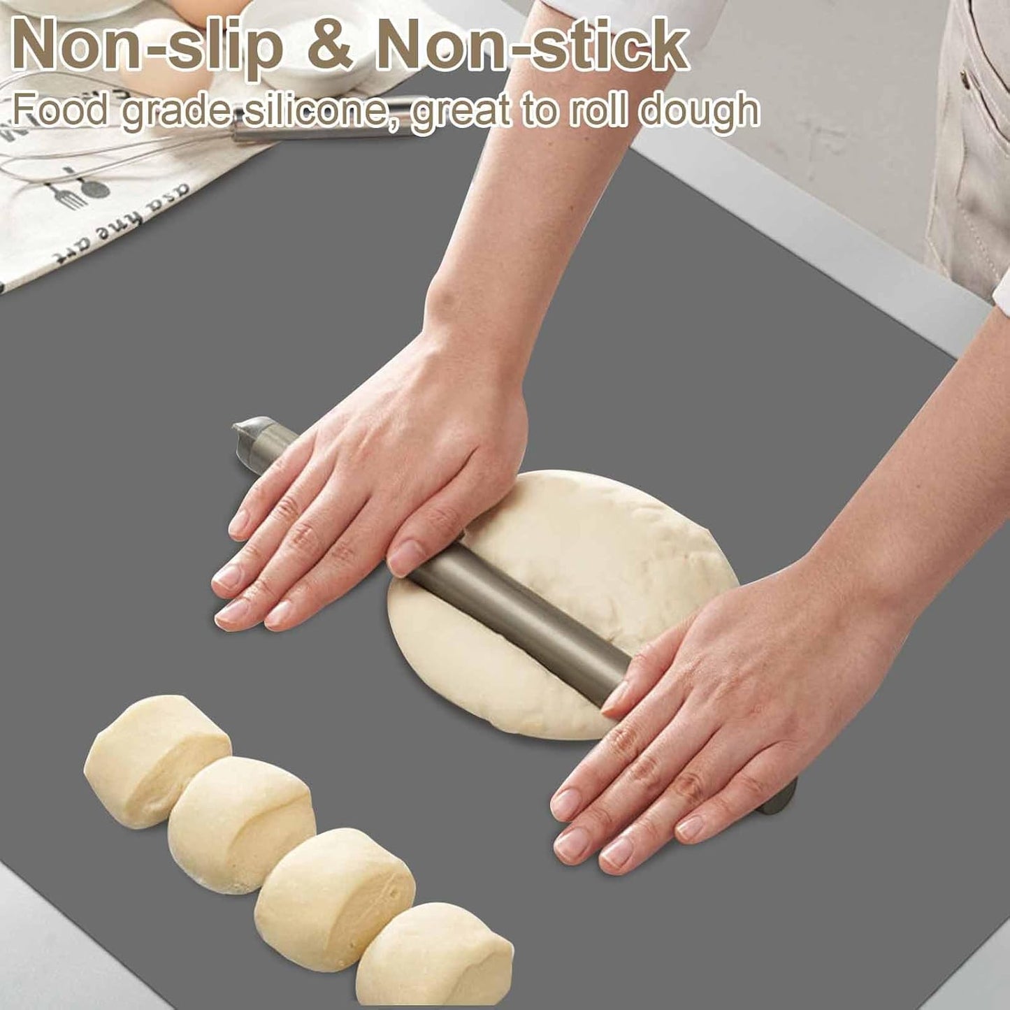 78.7"x23.6"(200cmx60cm) Large Silicone Mat for Kitchen Counter, Heat Resistant Non-Slip Countertop Protector, Waterproof Silicone Craft Mat for Kitchen Island, Dark Gray