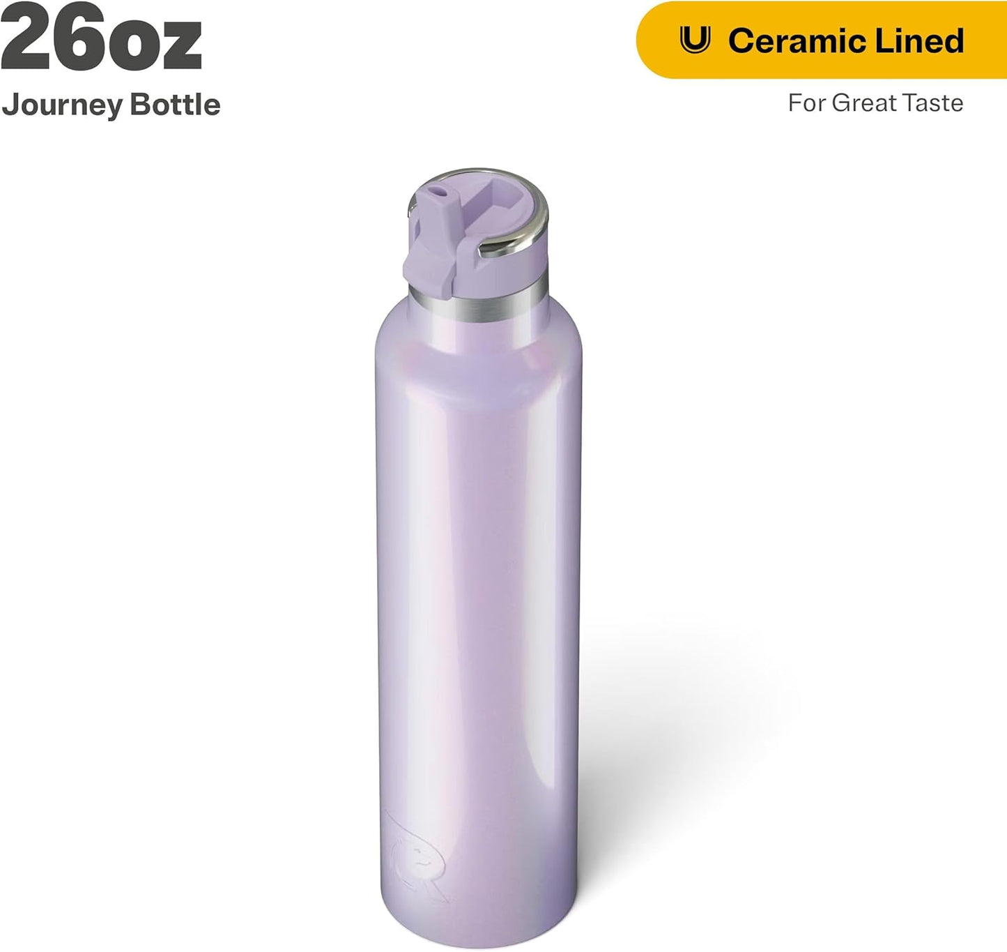 RTIC 26oz Journey Bottle Metal Stainless Steel Vacuum Insulated, BPA Free, Reusable, for Water, Hot and Cold Drinks, Travel, Sports, Camping, Lavender Glitter