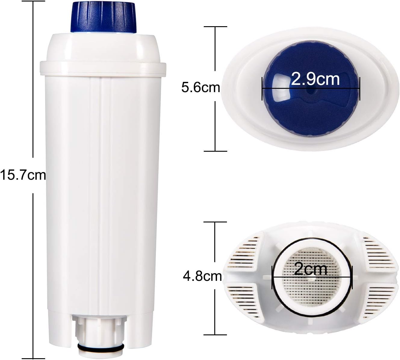 Coffee Machine Filters Replacement for DeLonghi Filter DLSC002, Water Filter Cartridges Activated Carbon Softener, Compatible with ECAM, ESAM, ETAM, BCO, EC. (Pack of 4)