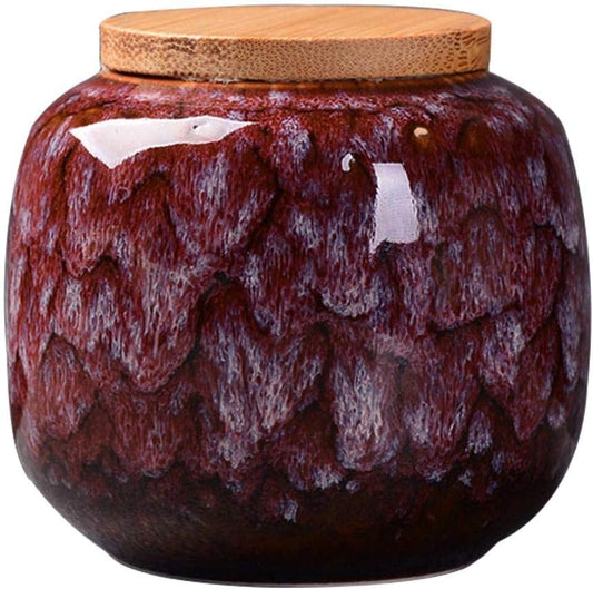 Ceramic Storage Jars, Exquisite Glaze Food Canisters for Kitchen Spice Storage,Tea Caddy Storage,Coffee Jar,Condiment Jar with Seald Lid (Rogue red carmine)