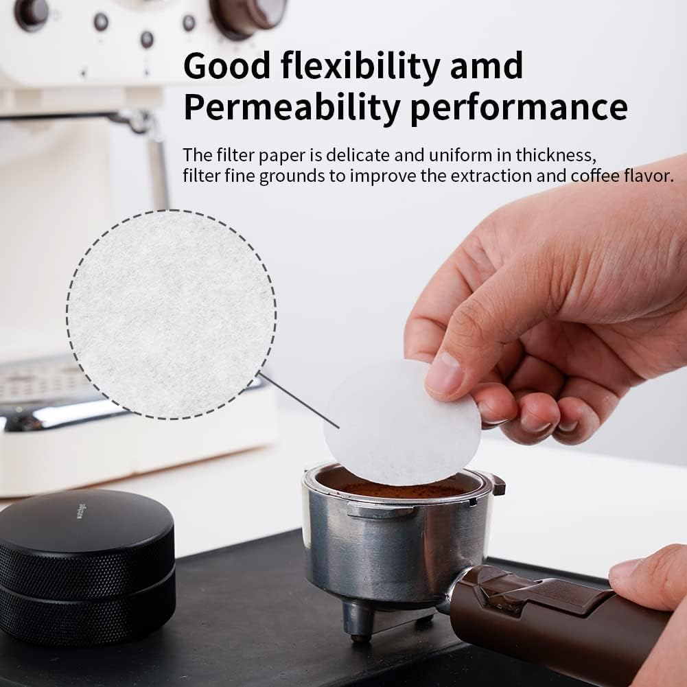 watchget 51mm Espresso Paper Filters - 100 Pcs Replacement Unbleached Coffee Filter Papers for Espresso Machines, 51mm Portafilter Baskets, and Coffee Maker Tools