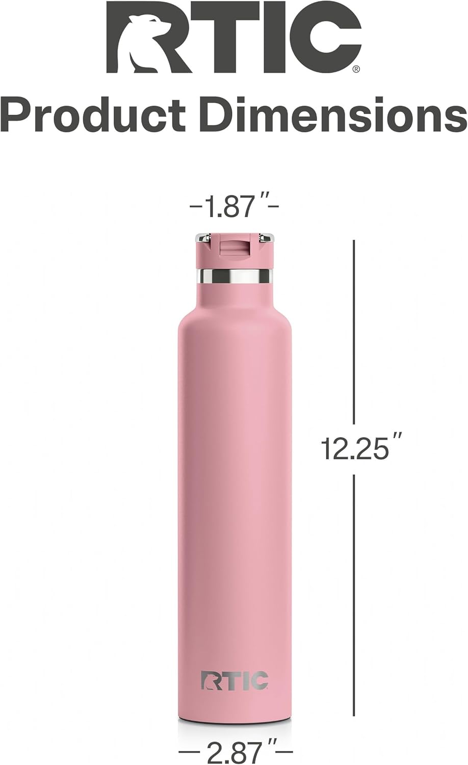 RTIC 26oz Journey Bottle Metal Stainless Steel Vacuum Insulated, BPA Free, Reusable, for Water, Hot and Cold Drinks, Travel, Sports, Camping, Dusty Rose