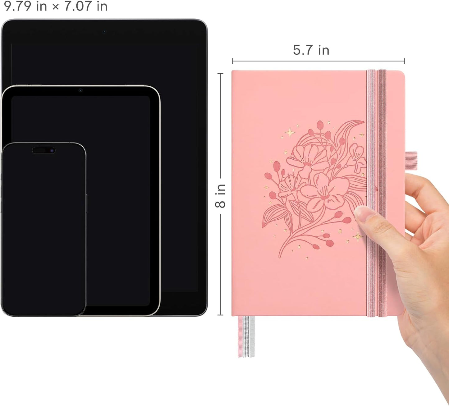 &And Per Se Lined Journal Notebook for Women&Men with Pattern, 365 Pages, 5.7'' x 8'' 100GSM Thick Paper, A5 Journals for Writing(Blush)