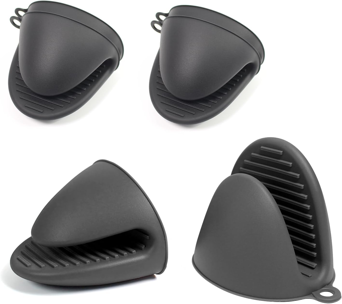 6 Pack Mini Oven Mitts Silicone Pot Holders Heat Resistan for Kitchen, Small Silicone Oven Gloves Kitchen Mittens Air Fryer Mitts Mini Hot Pot Pinch Grip for Baking & Grilling, Dark Grey