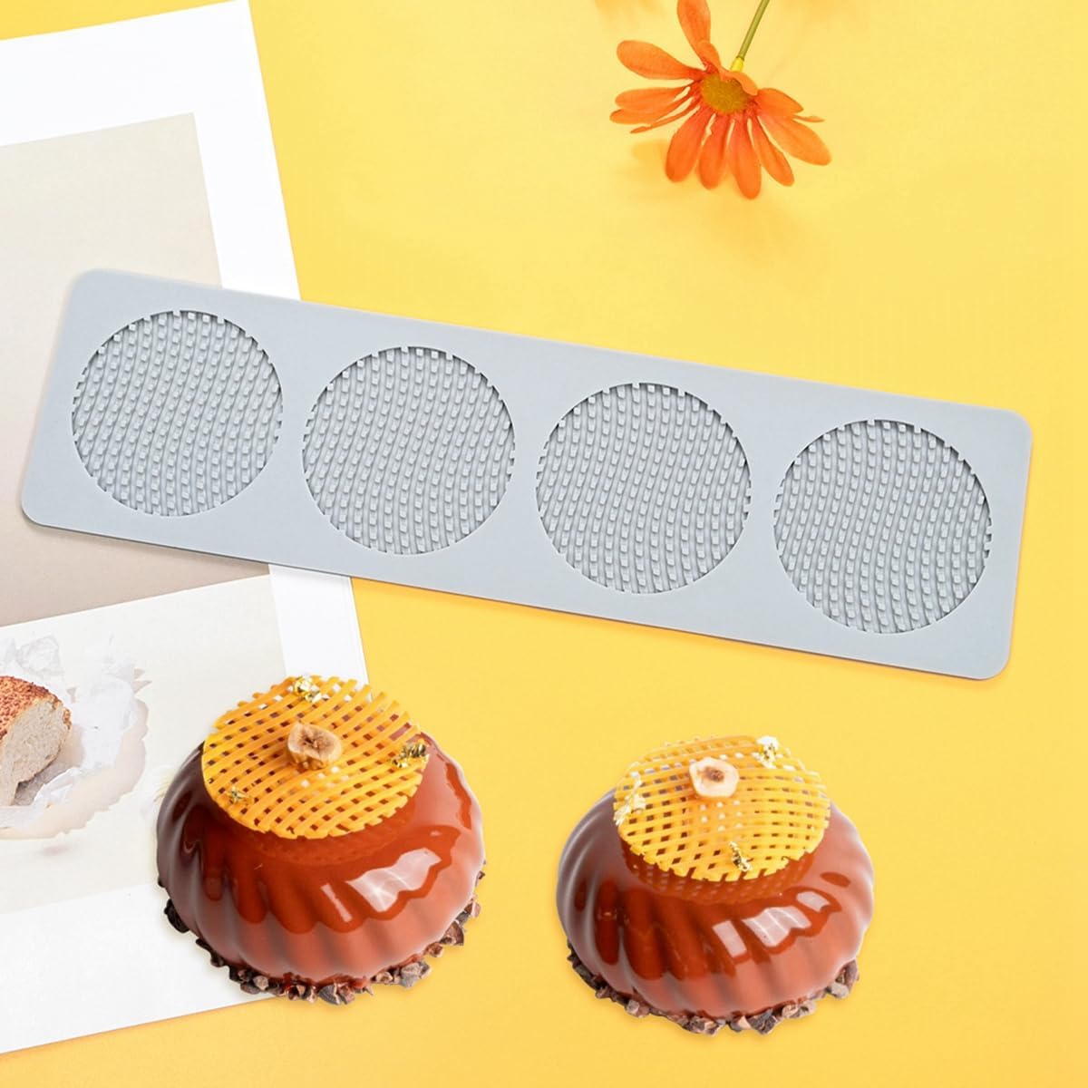 TUKE Honeycomb Lace DIY Cake Decor Silicone Mold Beehive Candy Biscuit Ice Baking Mould Round Chocolate Making Tools (F_ Honeycomb)