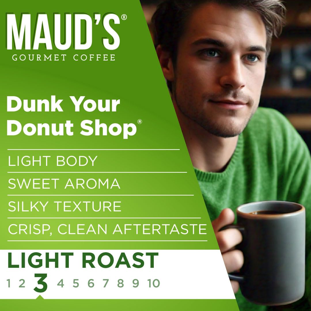 Maud's Donut Shop Coffee Pods, 100 ct, Light Roast Recyclable Single Serve Pods – 100% Arabica Coffee, Compatible with Keurig K Cups Maker